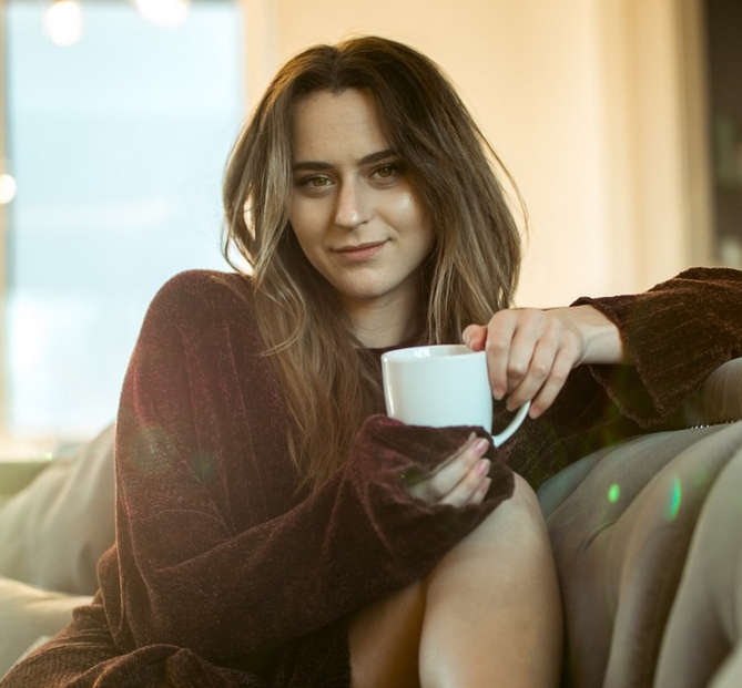 relaxing girl with cup of coffe